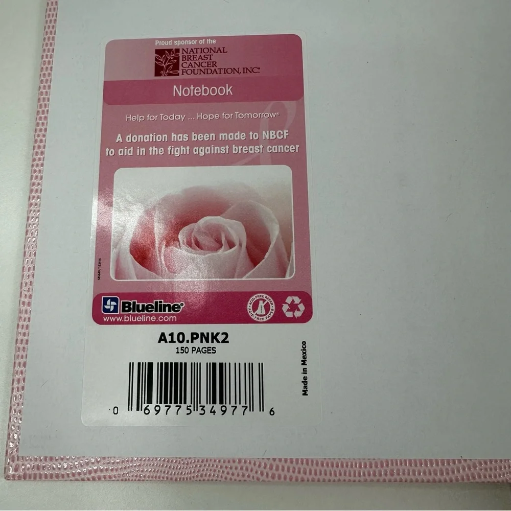 Blueline Pink Breast Cancer Awareness Notebook or Journal 8.5 x 11